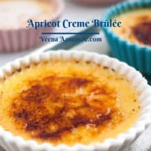 Pinterest image for Creme Brulee with Apricot puree.