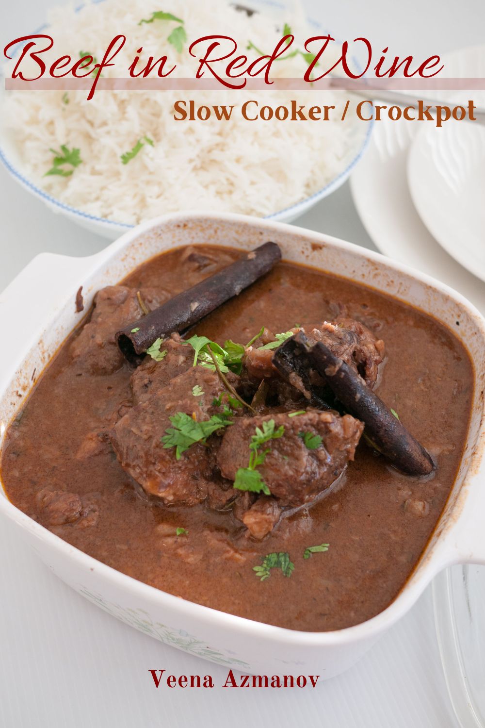 Beef in Red Wine Stew Slow Cooker Veena Azmanov