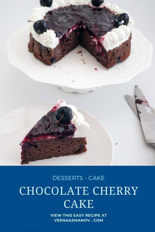 Pinterest image for chocolate cherry cake.