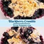 Pinterest image for fruit crumbles with blackberries.