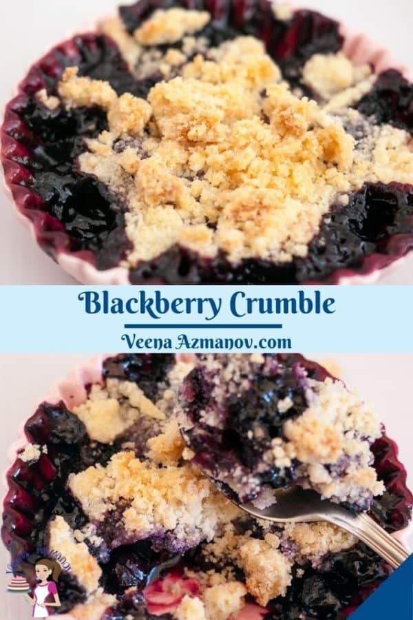 Pinterest image for fruit crumbles with blackberries.