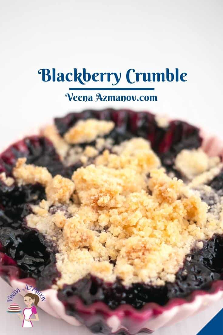Pinterest image for blackberry crumbles.