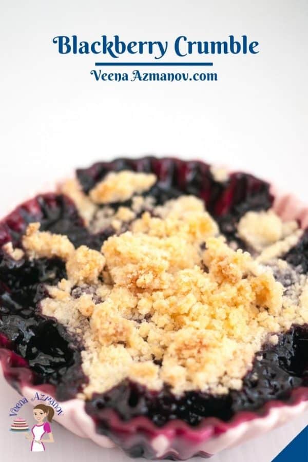 Pinterest image for blackberry fruit crumble.