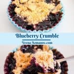 Pinterest image for blueberry crumble.