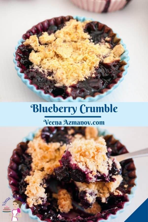 Pinterest image for blueberry crumble.