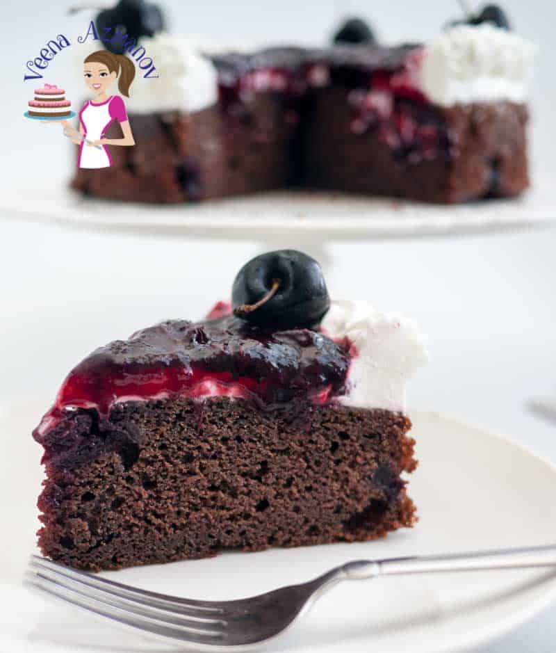 This moist chocolate cherry cake is an absolute cherry luxury. Baked with fresh cherries inside a moist chocolate cake. Topped with fresh whipped cream and more sweet homemade cherry filling. Drunken or not this cake is bound to intoxicate your senses. This Cherry Filling is an absolute treat you use it as a cake filling, in a pie or topped over your favorite dessert. Try eating it with a spoon. Yum! The recipe is simple, easy and effortless.