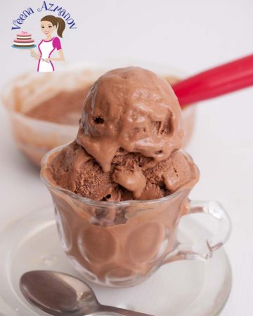 Chocolate ice cream in a cup.