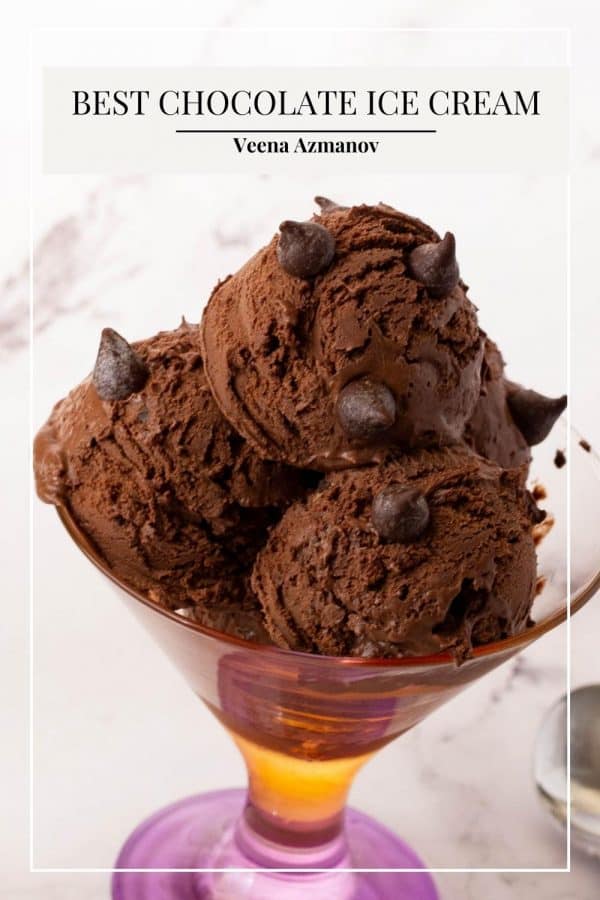 Pinterest image for chocolate ice cream.