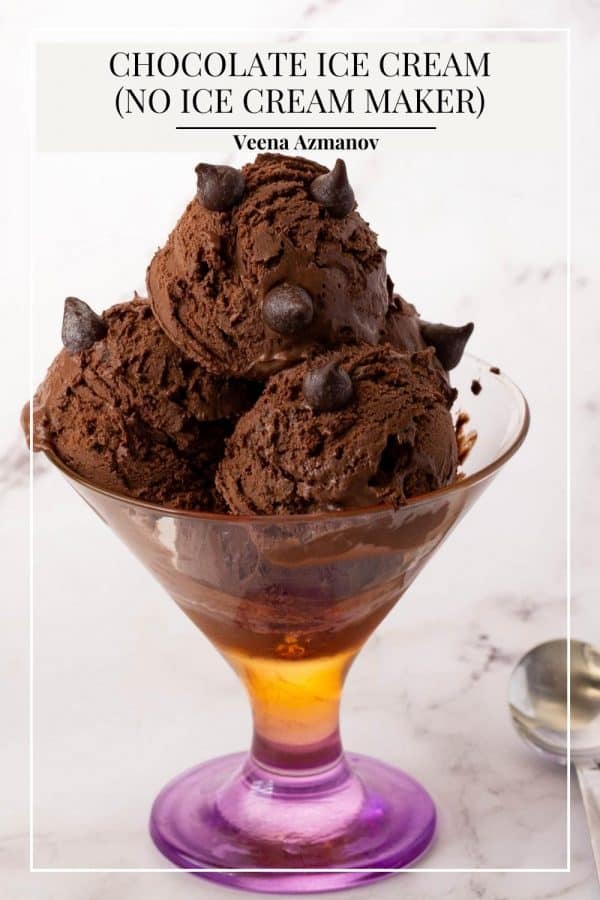 Pinterest image for chocolate no churn ice cream.