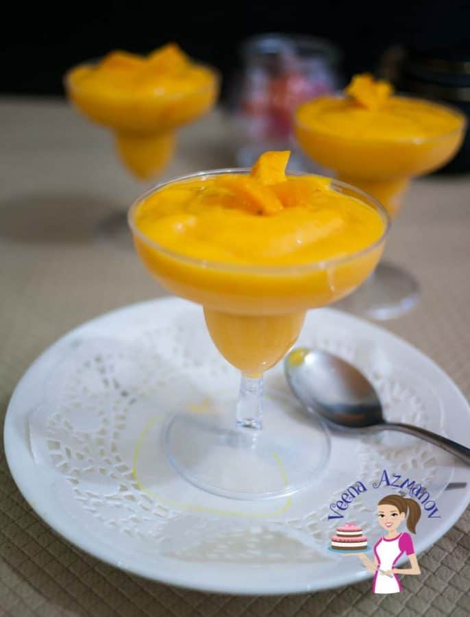 Mango mousse in a glass.