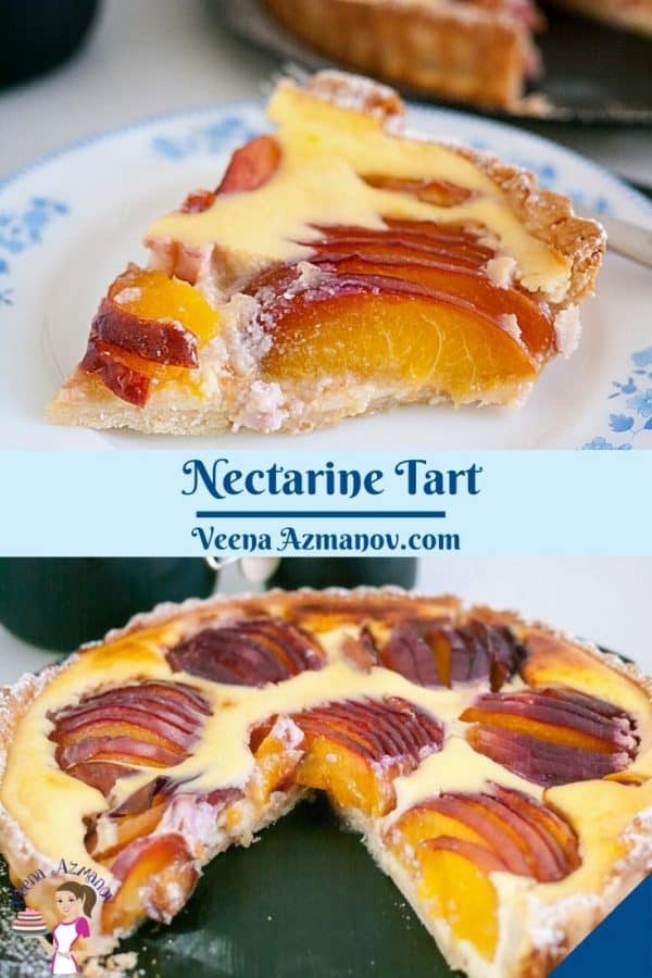 Pinterest image for nectarine tart.