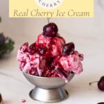 Pinterest image for ice cream with cherry filling.