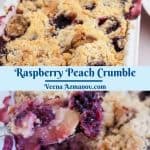 Pinterest image for peach fruit crumble.