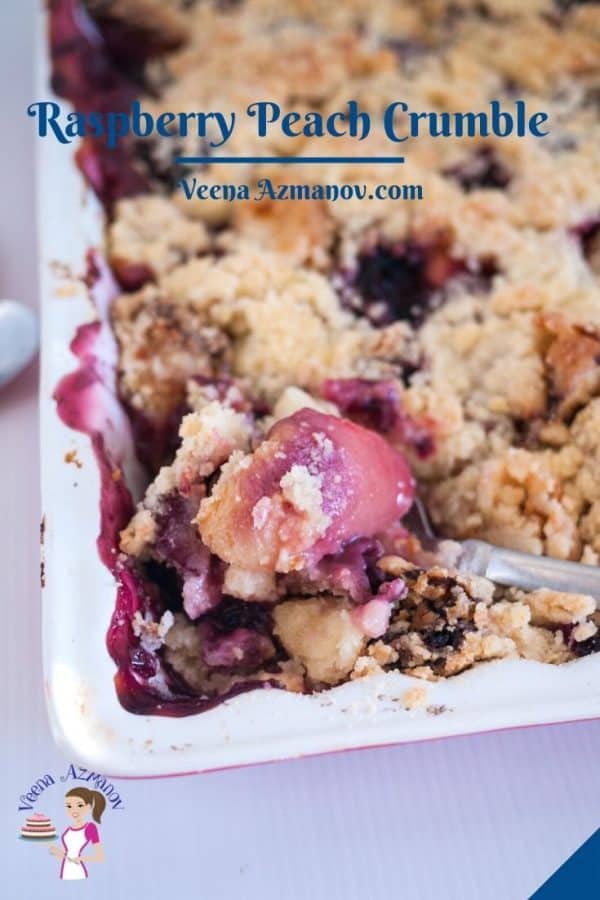 Pinterest image for fruit crumble.