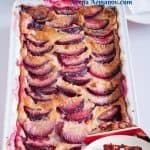 Pinterest image for plum clafoutis.