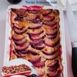 Pinterest image for plum clafoutis.