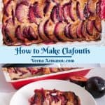 Pinterest image for clafoutis with plums.