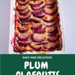 Pinterest image for Baked Custard Clafoutis with Plums.