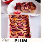 Pinterest image for Baked Custard Clafoutis with Plums.