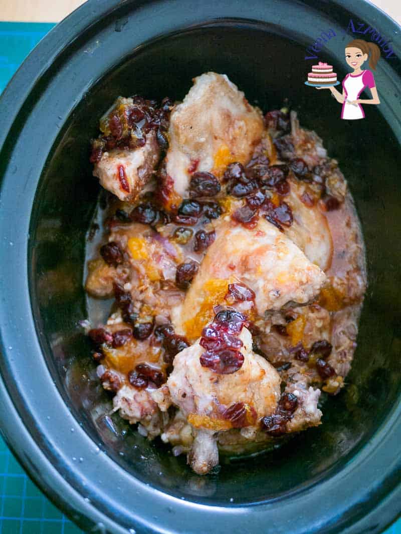 Old-Fashion Slow-Cooker Chicken, made with apricots and cranberries, Step By Step