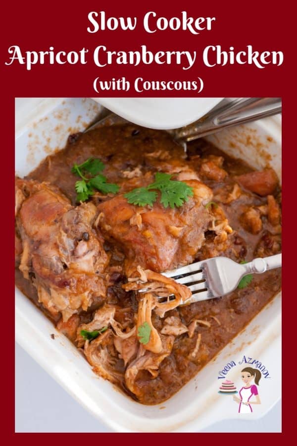 Crockpot Cranberry Chicken or Slow Cooker Apricot Cranberry Chicken with couscous with Mediterranean flavors