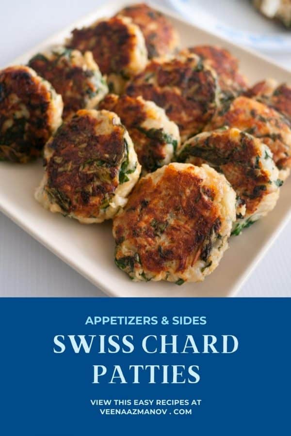 Pinterest image for patties made with Swiss chard.