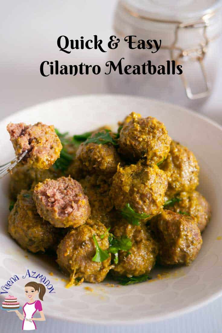 A bowl of meatballs with cilantro.