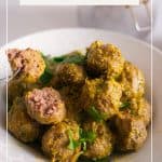 Pinterest image for cilantro meatballs.