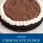 Pinterest image for eggless chocolate cake with chocolate mousse.