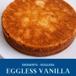 Pinterest image for eggless vanilla cake.
