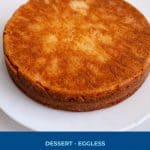 Pinterest image for eggless vanilla cake.