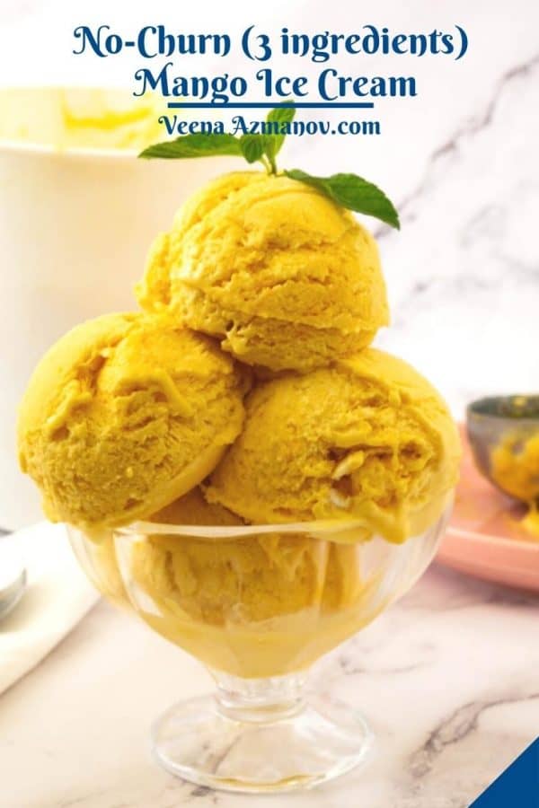 Pinterest image for mango ice cream.