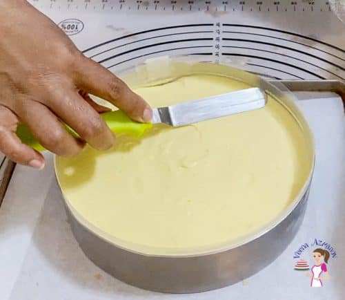 Assemble the mango mousse dessert cake entremets
