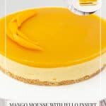 Pinterest image for mango mousse cake with jello insert.