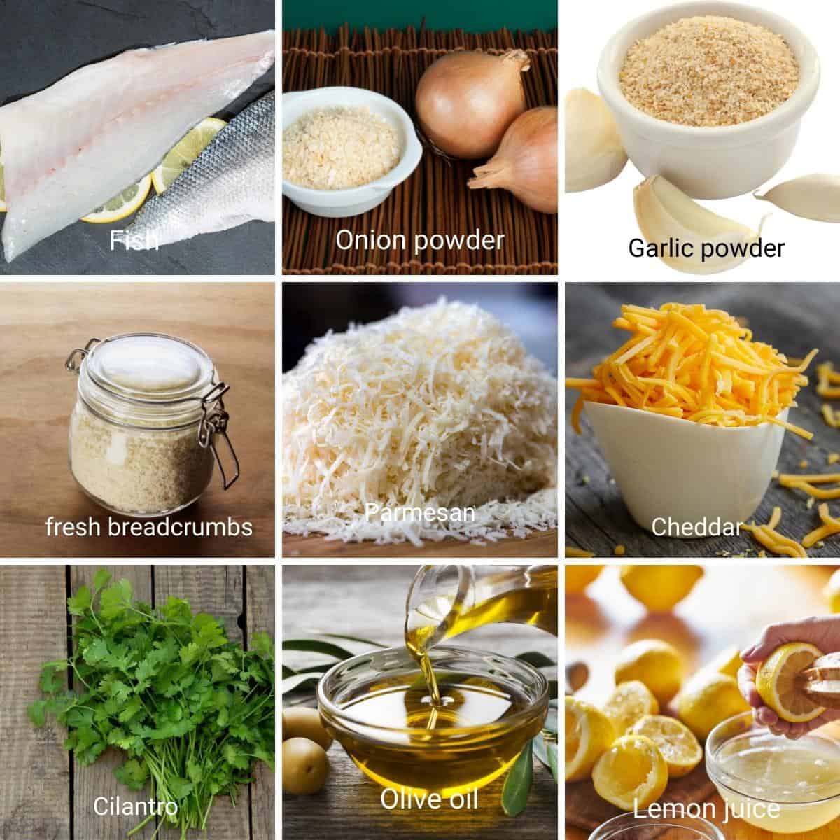 Ingredients for making baked fish fillets.