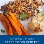 Pinterest image for baked breadcrumb fish.