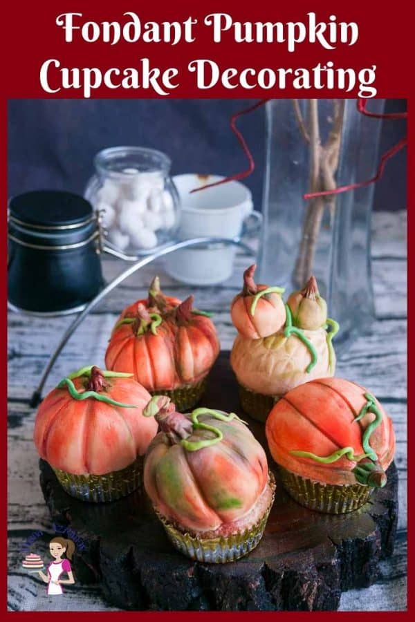 Cupcakes decorated like pumpkins.