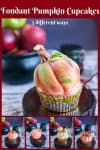 Five different cupcake decorating ideas to try this fall. These are pumpkin in fondant on cupcakes