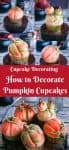 These pumpkin cupcakes are perfect treats to give as gifts to anyone big or small during the season of fall or Halloween. I've used my Pumpkin spiced apple cupcakes recipe and decorated them to look like pumpkins. They are simple easy and adorable as you can see in the video tutorial. #pumpkin #Cupcakes #decorating #cupcake #cupcakedecorating #easypumpkincupcakes #pumpkincaketopper #cakedecorating #tutorial #video