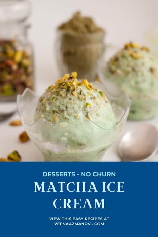 Pinterest image for Matcha Ice Cream.