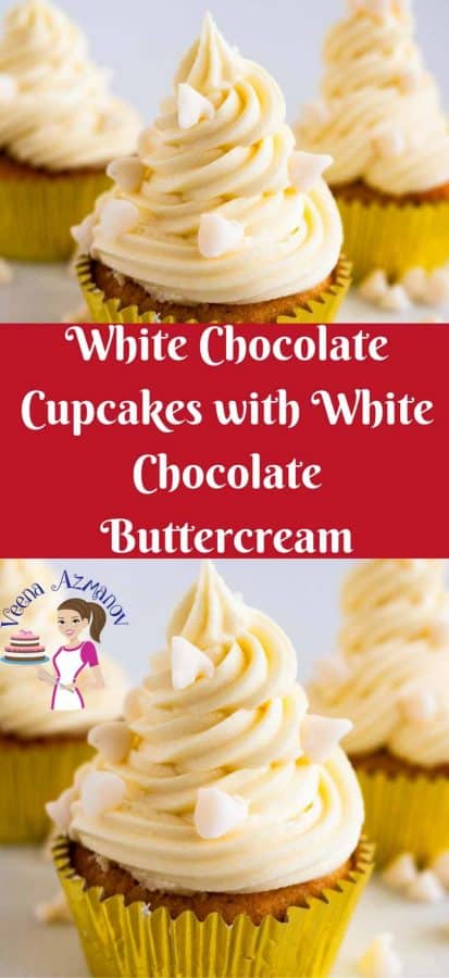 These moist white chocolate cupcakes are infused with the of sweet white chocolate goodness. Light and fluffy with a soft, tender but flaky crumb. Dressed with a rich soft white chocolate buttercream and sprinkled with more white chocolate chips for that added luxury. These are bound to be your new favorite.