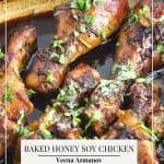 Pinterest image for baked chicken with honey and soy.