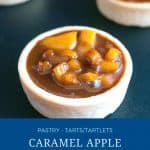 Pinterest image for caramel apple tartlets.