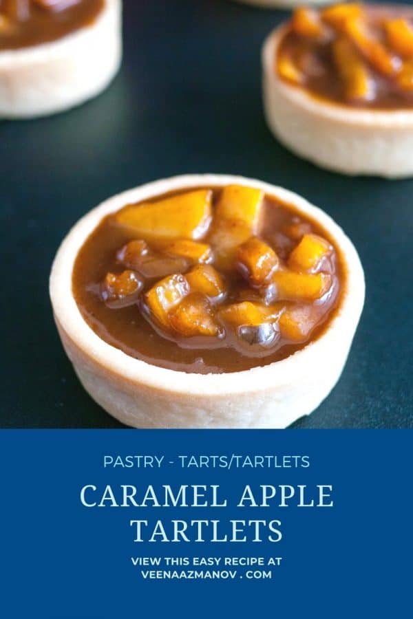 Pinterest image for caramel apple tartlets.