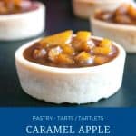 Pinterest image for caramel apple tartlets.