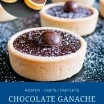 Pinterest image for mini tarts with chocolate.