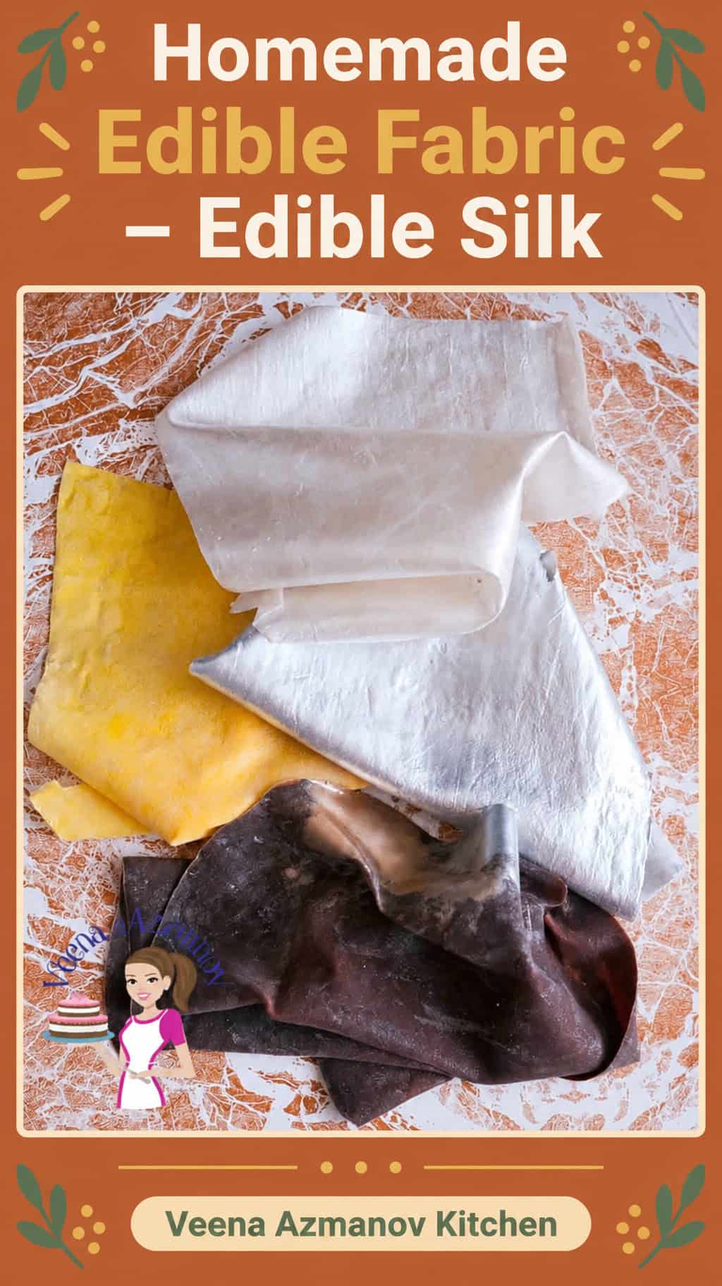 Pinterest image for Edible Fabric Cake Decorating Silk Cake Tutorial.