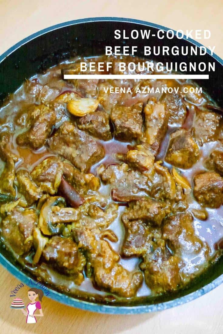 Slow cooked Beef called Burgundy or Bourguignon or bourgignon