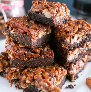 a stack of pecan squares