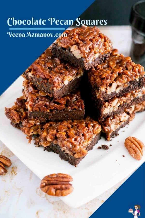Pinterest image for chocolate pecan squares
